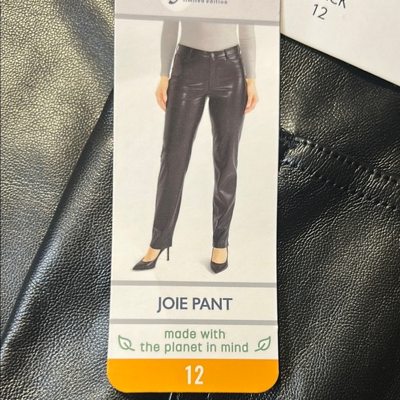 Joie Black Vegan Faux Leather. The Joie Pant. NWT  size 12 - Picture 3 of 15
